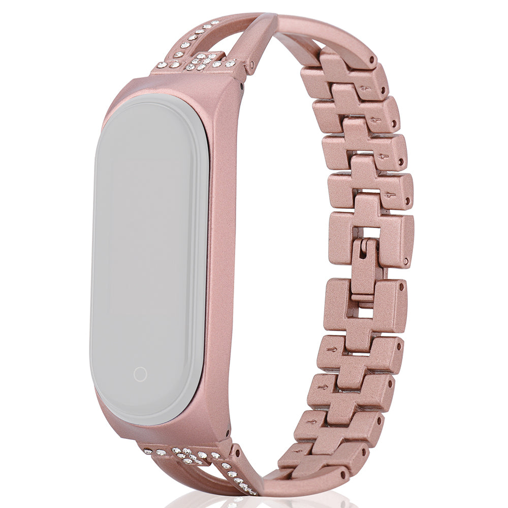 X Design Stainless Steel Watch Strap for Xiaomi Mi Band 5 6 Watchband with Rhinestone Decor X Design Stainless Steel Watch Strap for Xiaomi Mi Band 5 6 Watchband with Rhinestone Decor